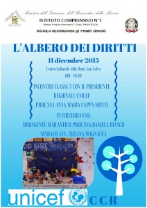 Convegno: “L’albero dei Diritti”. Venerdì 11 dicembre 2015, alle ore 10.00, c/o il Centro Culturale Aldo Moro gli alunni delle classi terze della SSIG incontrano il Presidente Regionale UNICEF